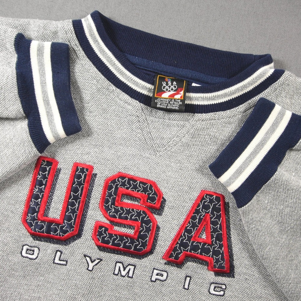 Vintage 90s JCPenney USA Olympic Embroidered Chenille Patch Men Sweatshirt XL